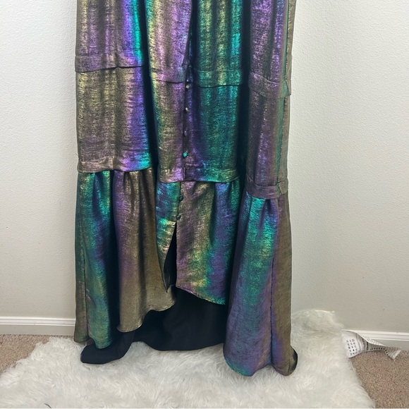 Betsey Johnson Liquid Rainbow Metallic Tiered High Low formal dress size: S - Picture 5 of 16